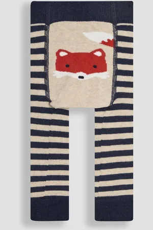 JoJo Maman Bébé Navy Stripe Fox Knitted Leggings 2
