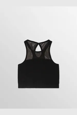 Pineapple Black Mesh Panel Crop Top XS