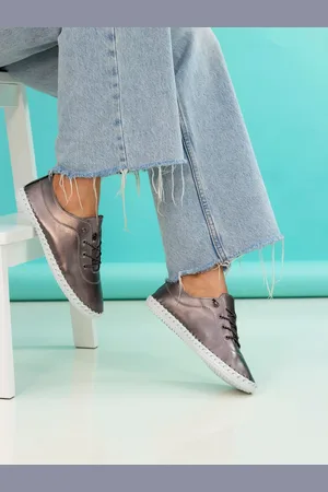 Lunar St Ives Metallic Pewter Plimsoll Shoes AU 8 (EU 39)