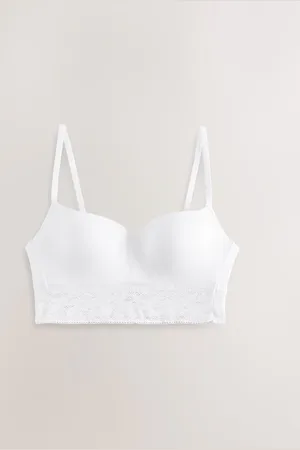 Next White Ultimate Comfort Light Pad Non Wire Lace Trim Bra A-D 32 D