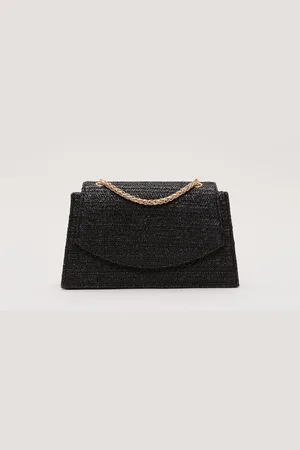 Phase Eight Black Raffia Clutch Bag One