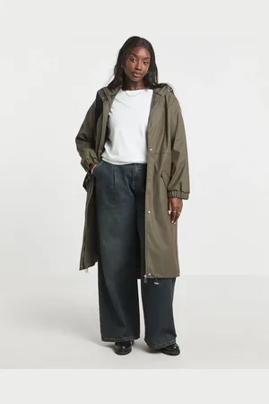 Simply Be Green Longline Rubberised Raincoat 16