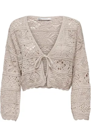 ONLY Cream Crochet Tie Front Cardigan