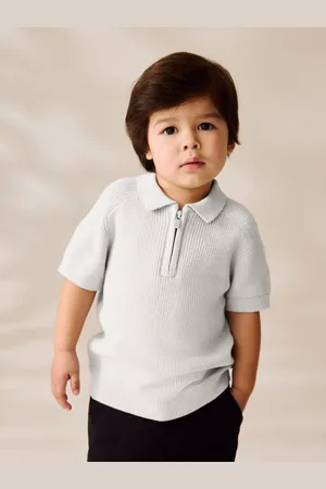 Next 100% Cotton Knitted Zip Neck Polo Shirt (3mths-7yrs) 116122cm