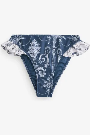 Laura Ashley Navy Josette Frill Bikini Bottoms AU 12