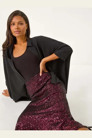 Roman Fluted Hem Sequin Skirt AU 16