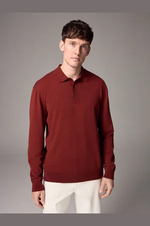 Next Slim Fit Knitted Long Sleeve Polo Shirt XL