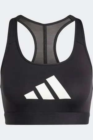 adidas Black Powerreact Big Logo Low Impact Bra AU 20-22