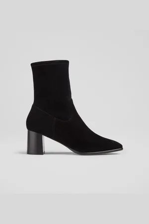 LK Bennett Black Harp Block Heel Stretch Ankle Black Boots AU 7 (EU 38)