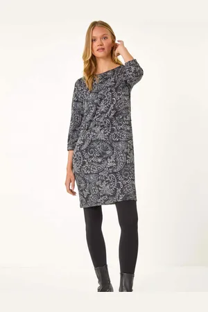 Roman Paisley Button Detail Shift Dress AU 18