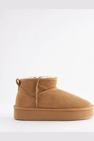 Next Chestnut Brown Shower Repellent Suede Faux Fur Lined Platform Boots AU 6 (EU 37)