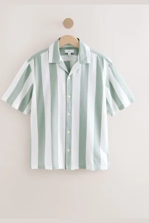 Next Waffle Textured Stripe Short Sleeve 100% Cotton Shirt XXL