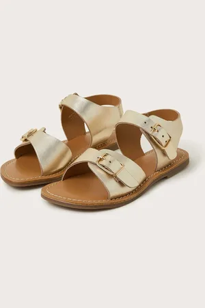 Monsoon Gold Metallic Leather Buckle Strap Sandals AU 7 (EU 24)