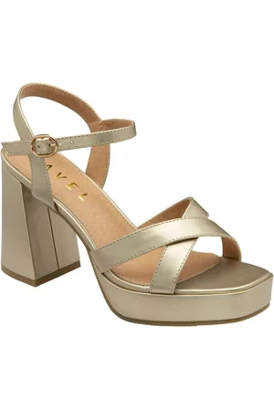 Ravel Gold Cross Strap Open Toe Platform Sandals AU 9 (EU 41)