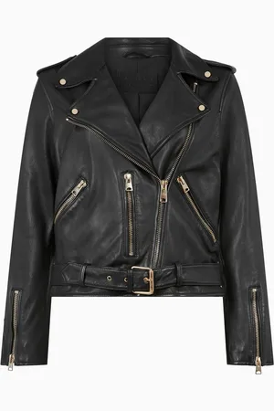 AllSaints AllSaints Black/Gold Balfern Biker Jacket AU 10
