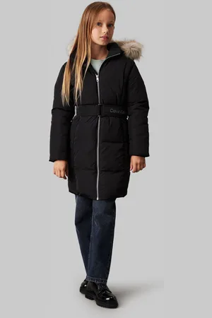 Calvin Klein Black Classic Belted Faux Fur Coat 12 Years (152cm)