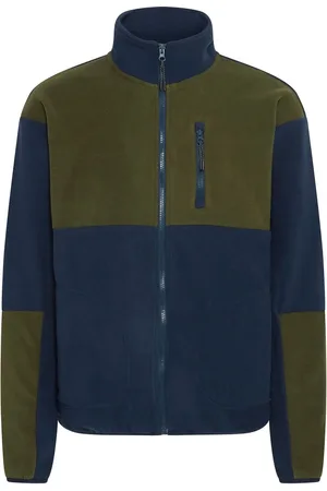 Blend Blue Colour Block Zip Through Fleece S