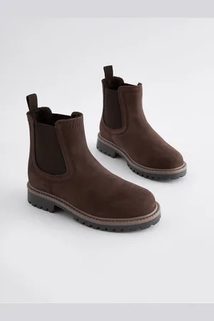 Next Chocolate Wide Fit (G) Leather Warm Lined Chelsea Boots AU 12 (EU 30.5)