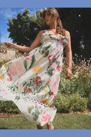 Next Kew Gardens Maxi Floral Print 100% Cotton Summer Dress 12petite