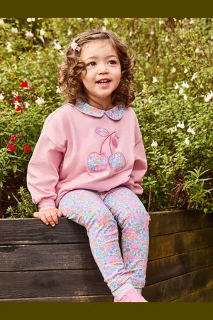 JoJo Maman Bébé Pink Cherry 2-Piece Appliqué Sweatshirt & Leggings Set 1.5