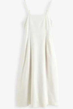 Threadbare Linen Blend Square Neck Midi Dress 14