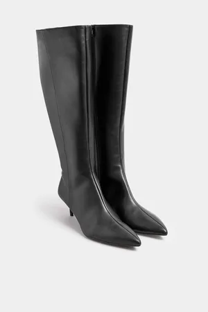 Long Tall Sally Black Dressy Knee High Point PU Boots AU 9 (EU 40)