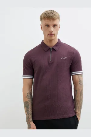 River Island Slim Fit Tipped Embroidered Polo Shirt small