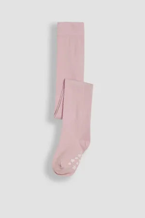 JoJo Maman Bébé Pale Pink Cotton Rich Plain Tights 5