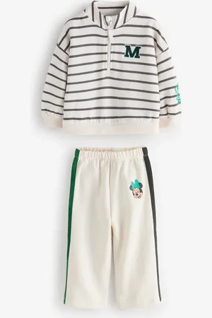 Next Cream Mickey Mouse Half Zip Sweatshirt & Wide Leg Joggers Set (3mths-7yrs) 6