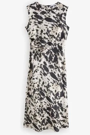 Next Sleeveless Satin Drape Waist Detail Midi Dress AU 10