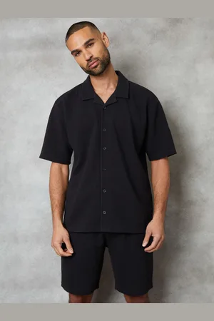 Threadbare Textured Revere Collar Short Sleeve Shirt large