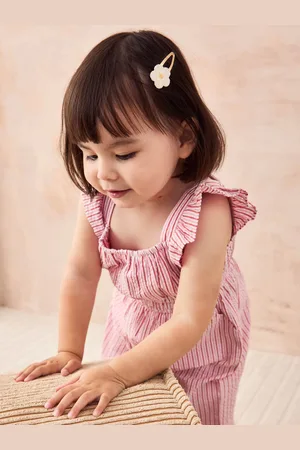JoJo Maman Bébé Pink Seersucker Stripe Frill Sleeve Jumpsuit 2