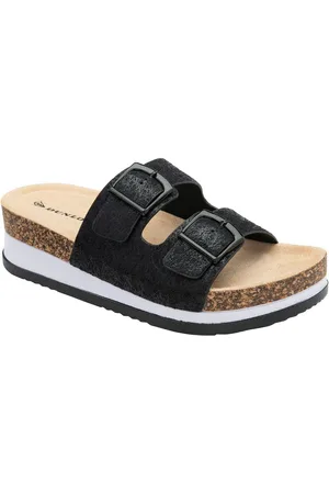 Dunlop Black Twin Strap Wedge Footbed Mules AU 9 (EU 41)