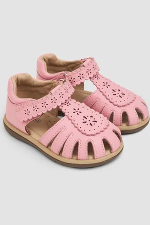 JoJo Maman Bébé Pink Pretty Leather Closed Toe Sandals AU 9 (EU 27)