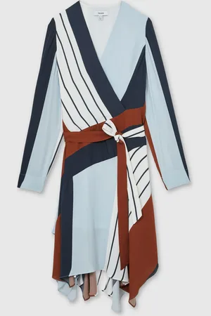 Reiss Eloise Stripe-Print Wrap Dress AU 12