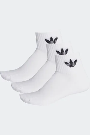 adidas White Mid Cut Ankle Socks 3 Pack 2-3.5
