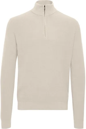 Blend Cream 100% Cotton Quarter Zip Knitted Sweat Jumper XXL