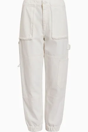 AllSaints AllSaints White Mila 100% Organic Cotton Fray Trousers AU 10