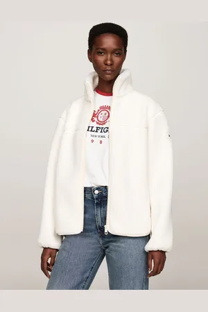 Tommy Hilfiger White Regular Fit Teddy Zip Up Jacket XS