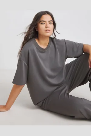 Simply Be Grey Luxe Modal Short Sleeve Sweatshirt AU 16