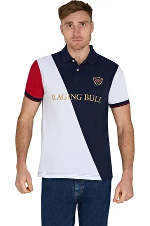 Raging Bull 100% Cotton Diagonal Panel Pique Polo Shirt M