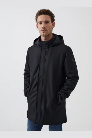 French Connection Black Hooded Trench Coat S