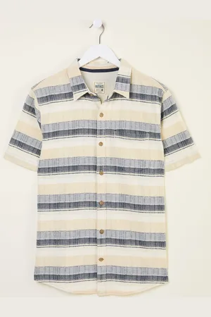 Fat Face FatFace Milo Short Sleeve textured Stripe 100% Cotton Shirt xxxlarge