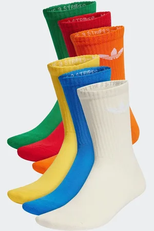 adidas Originals White/Blue Trefoil Crew Socks 6 Pack 4.5-5.5