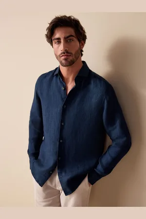 Next Regular Fit Signature 100% Delave Linen Long Sleeve Shirt