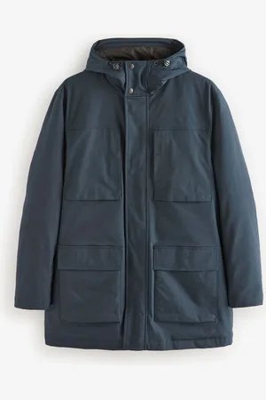 Next Navy Blue Shower Resistant Padded 4 Pocket Parka Coat L