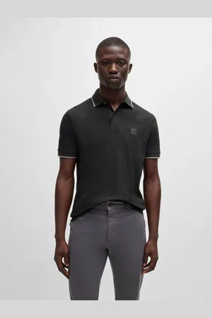HUGO BOSS Passertip Logo Patch Slim Fit Pique Polo Shirt L