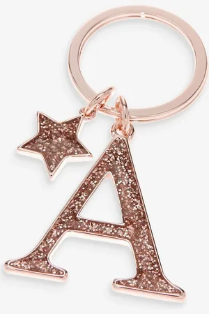Next Rose Gold Tone Glitter Initial Keyring E