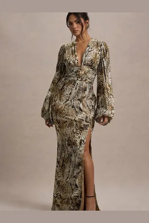 Club L Casarile V-Neck Balloon Sleeve Maxi Dress AU 16