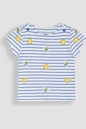 JoJo Maman Bébé Blue Flower & Bee Embroidered T-Shirt 3